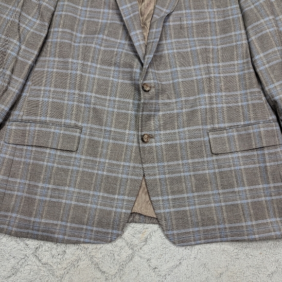 Lauren Ralph Lauren Jacket Mens 50R Gray Blue Plaid Ultraflex Blazer Black Label - Picture 3 of 11